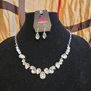 Paparazzi Silver Crystal Necklace Set